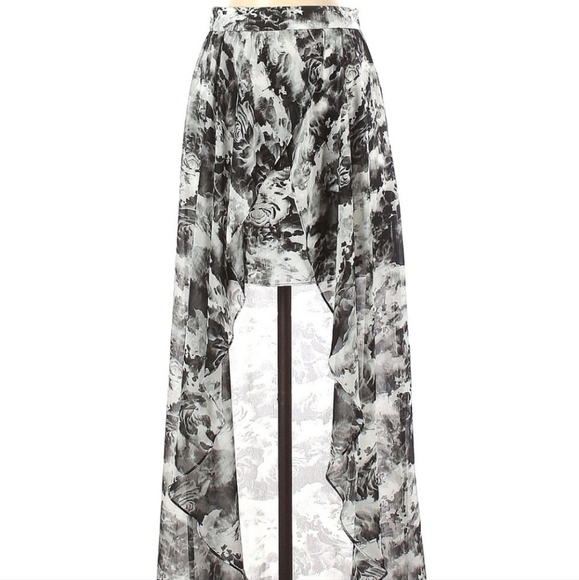 Urban Outfitters Kimchi Blue High Low Misty Grey Floral Maxi Skirt - Picture 1 of 8